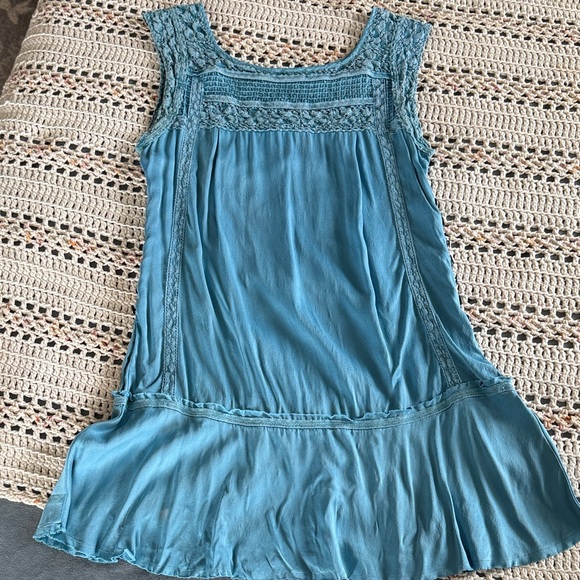 Free People Teal Sleeveless Tunic with Crochet Detail - Picture 5 of 11